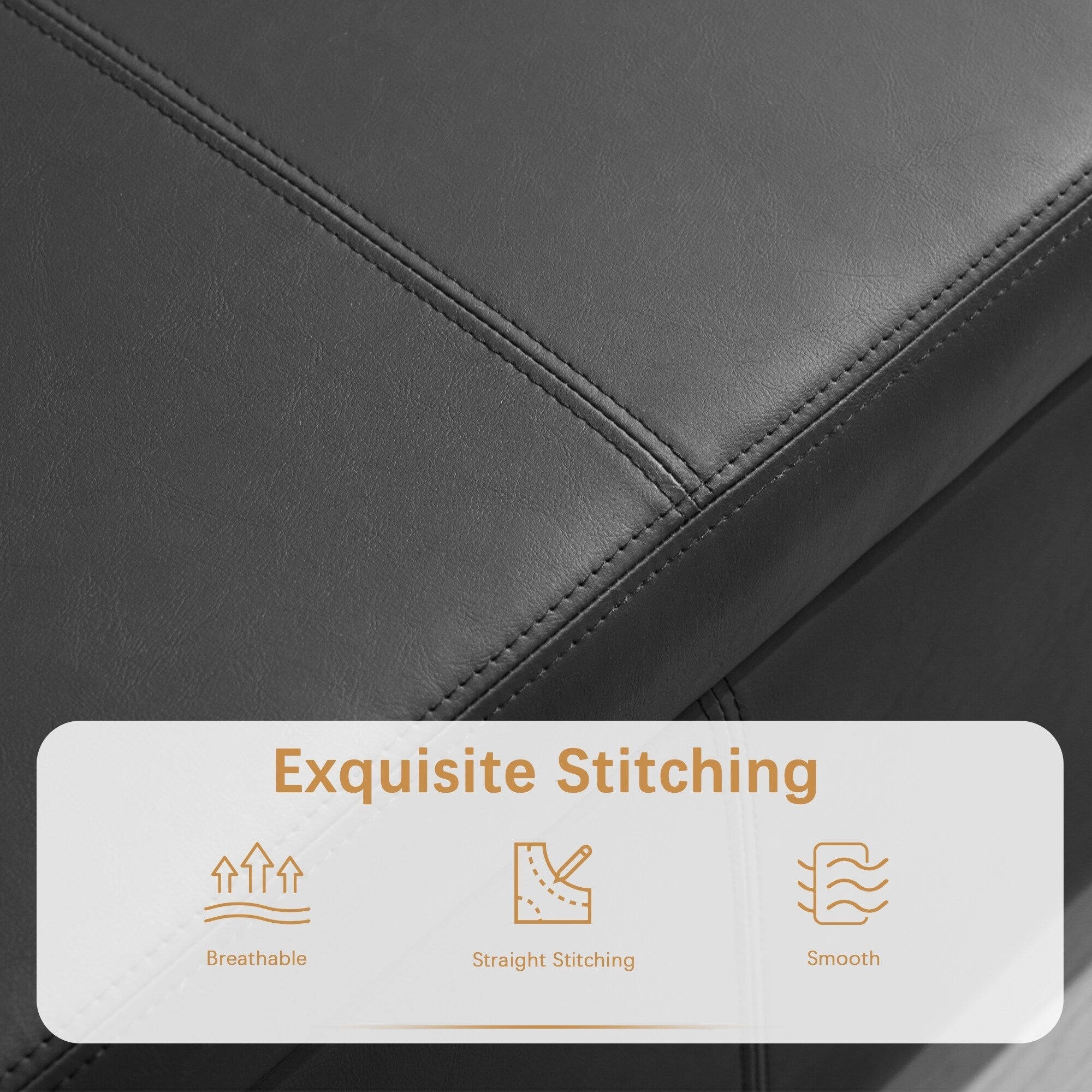 Pouf de rangement rectangulaire capitonné en similicuir (50,3 x 17,50 x 18 cm)