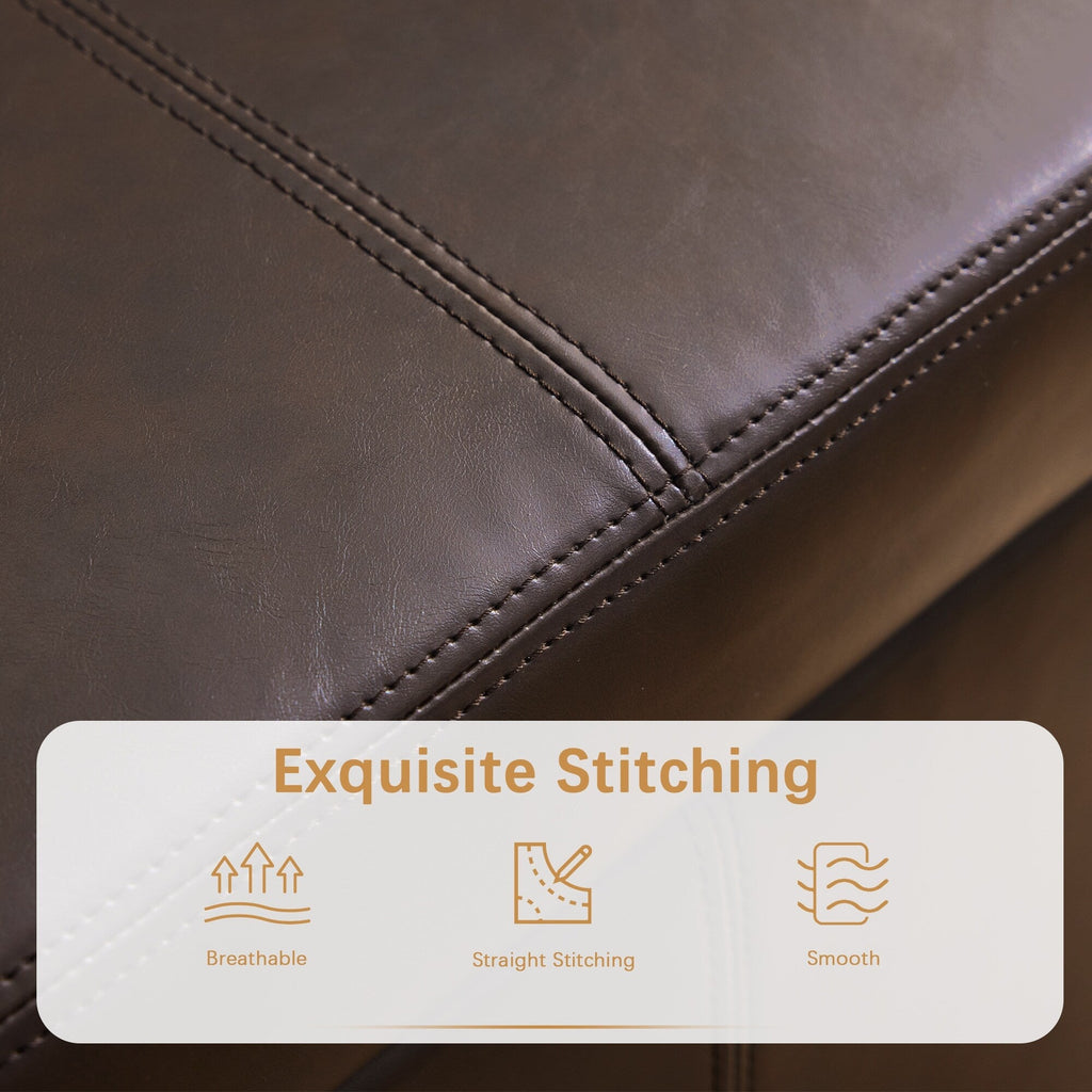 Pouf de rangement rectangulaire capitonné en similicuir (50,3 x 17,50 x 18 cm)