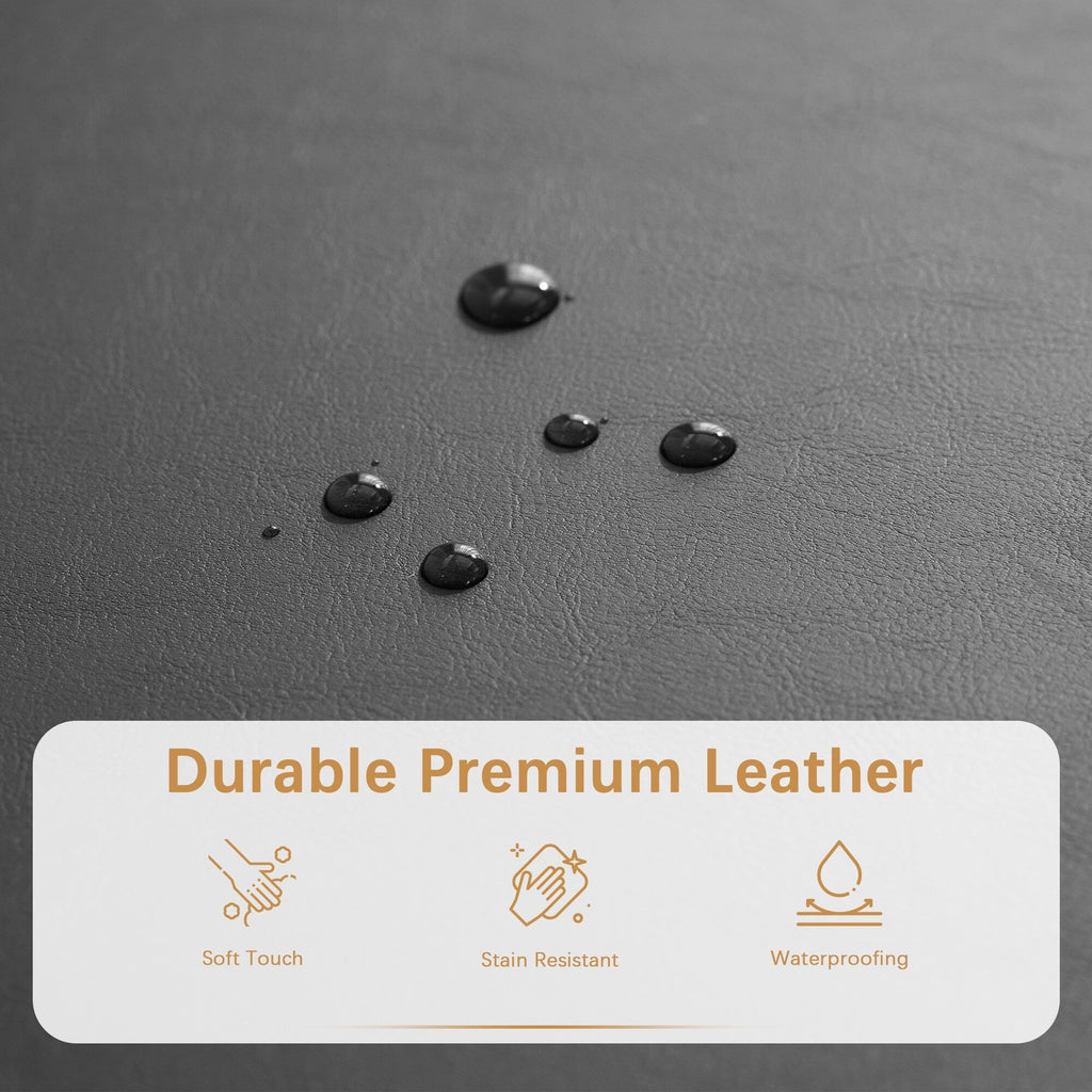 Pouf de rangement rectangulaire capitonné en similicuir (50,3 x 17,50 x 18 cm)