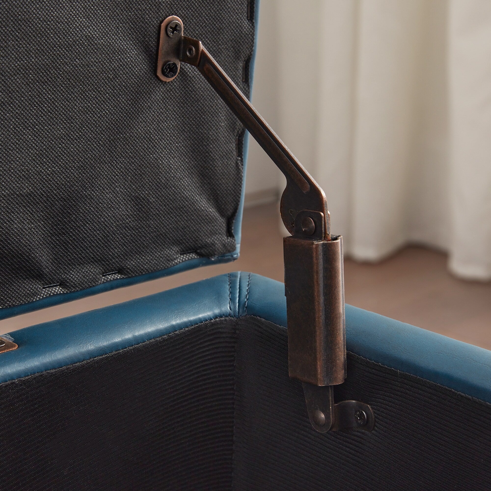 Pouf de rangement rectangulaire capitonné en similicuir (50,3 x 17,50 x 18 cm)