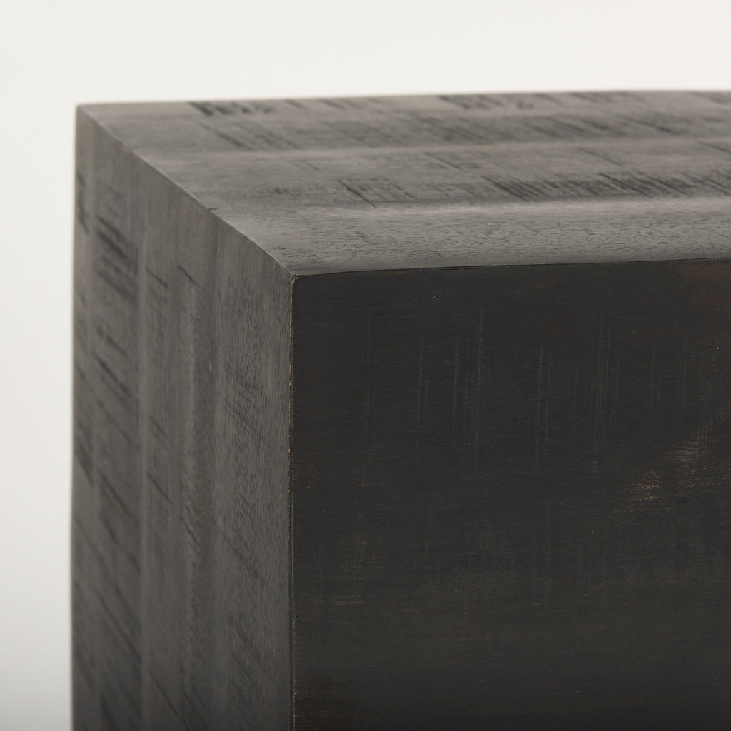 Table d'appoint carrée Sierra, finition délavée foncée