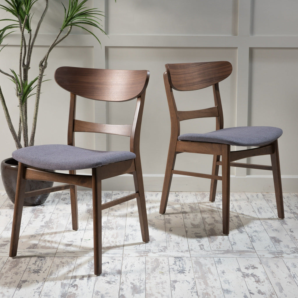 Chaises de salle à manger Abrielle en bois d'hévéa, style moderne du milieu du siècle (lot de 2), par Christopher Knight Home