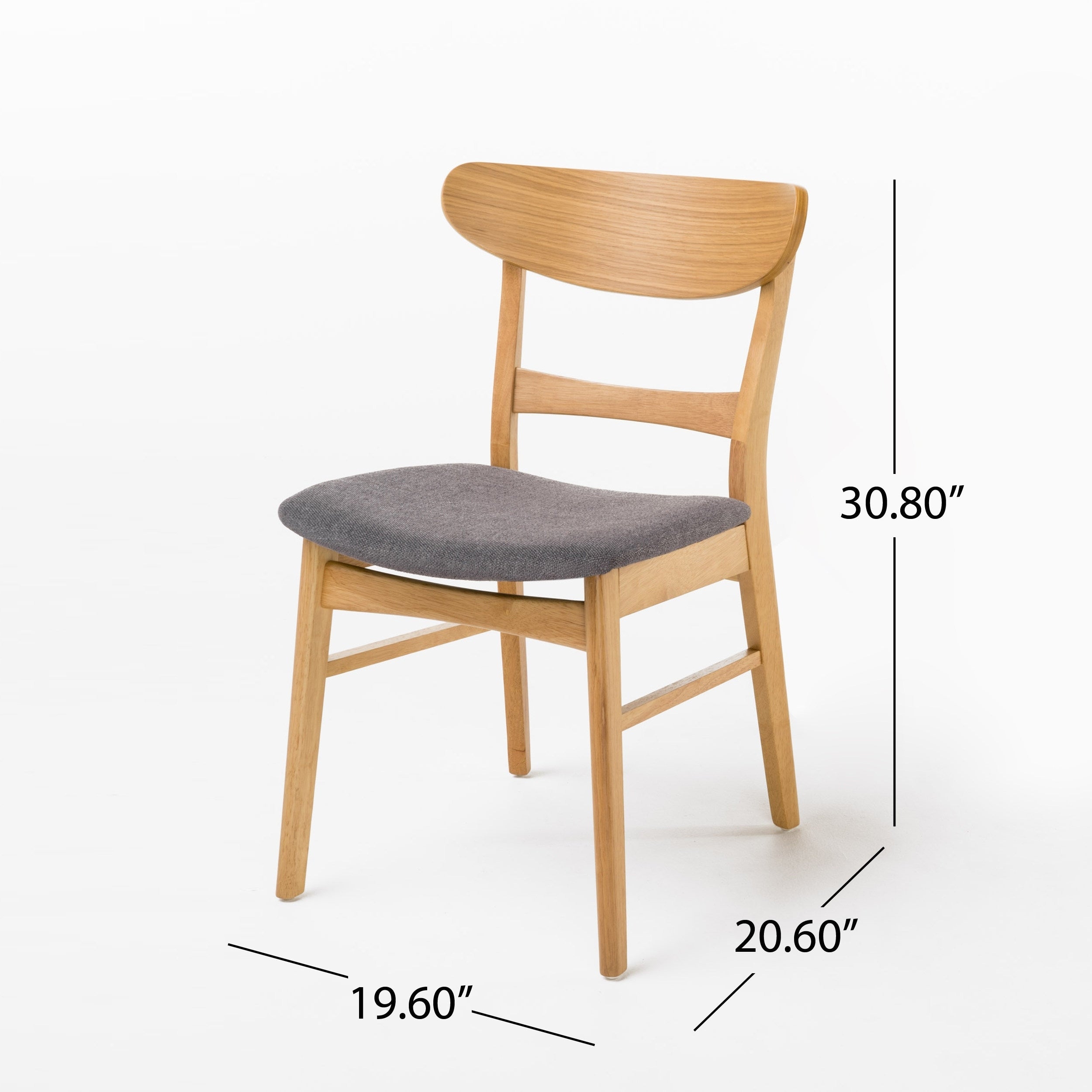 Chaises de salle à manger Abrielle en bois d'hévéa, style moderne du milieu du siècle (lot de 2), par Christopher Knight Home