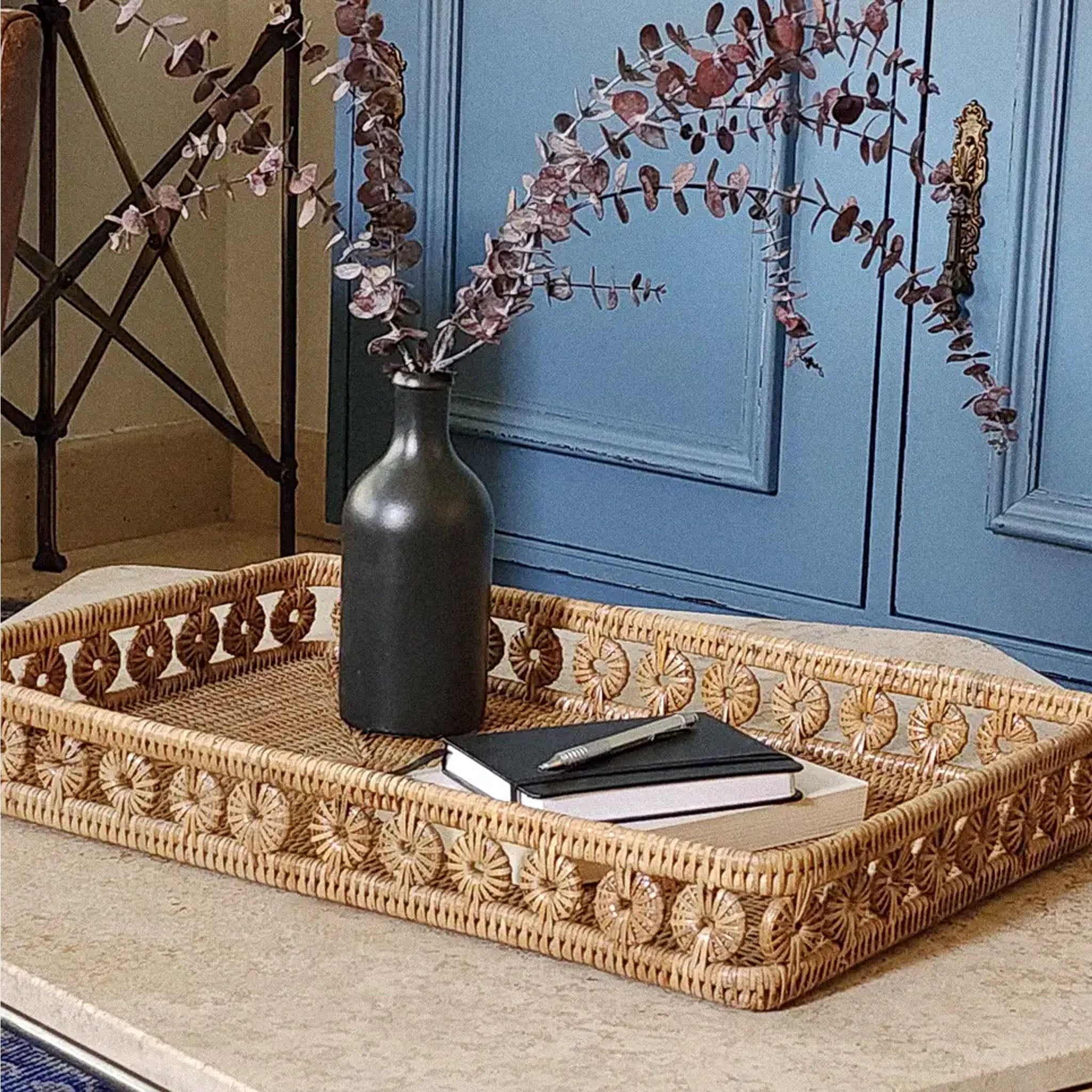 Plateau rectangulaire en rotin Ingrid