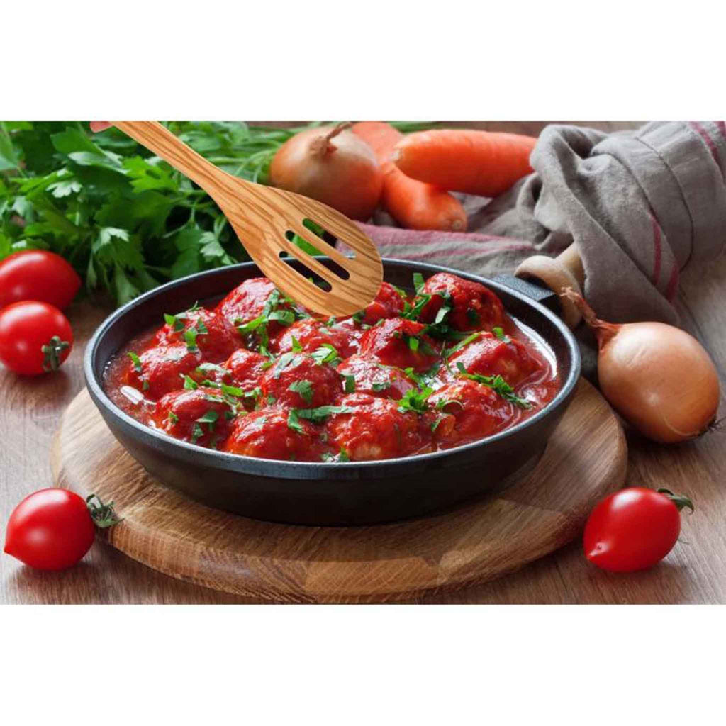 Cuillère à trous en bois d'olivier italien