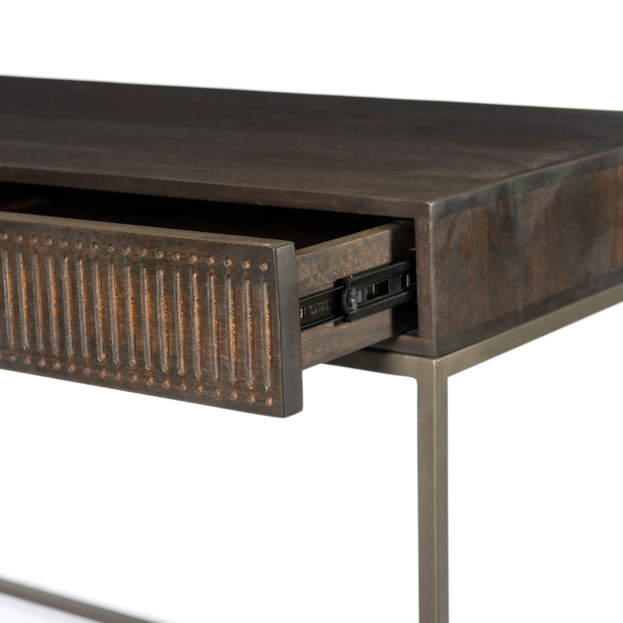 Bureau Kelby Four Hands en brun vintage sculpté