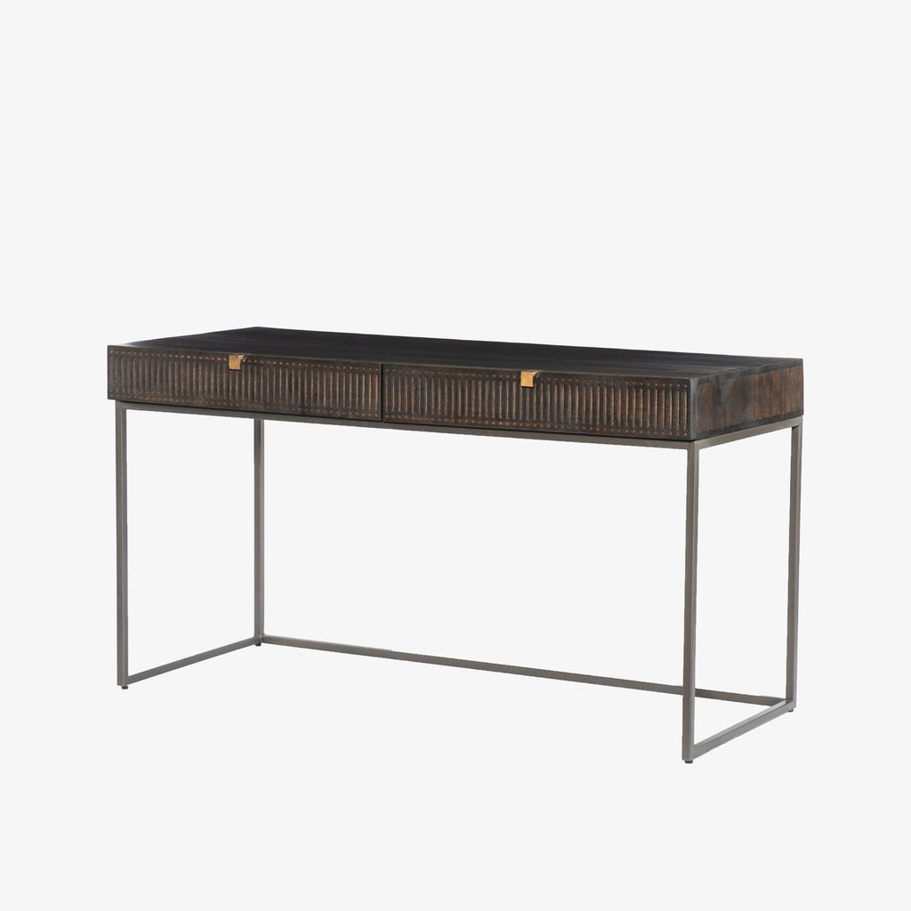 Bureau Kelby Four Hands en brun vintage sculpté