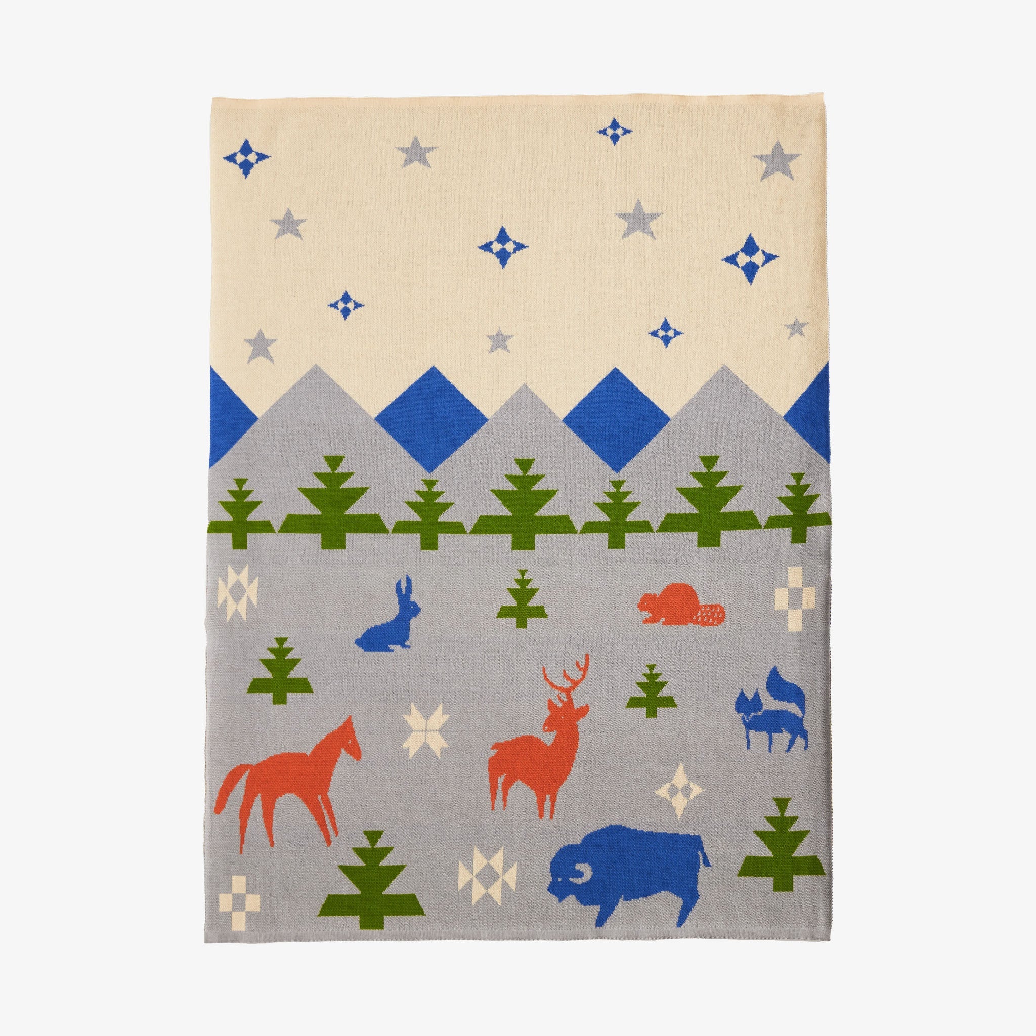 Couverture et bonnet pour bébé en maille Pendleton, coloris Gris Chemin