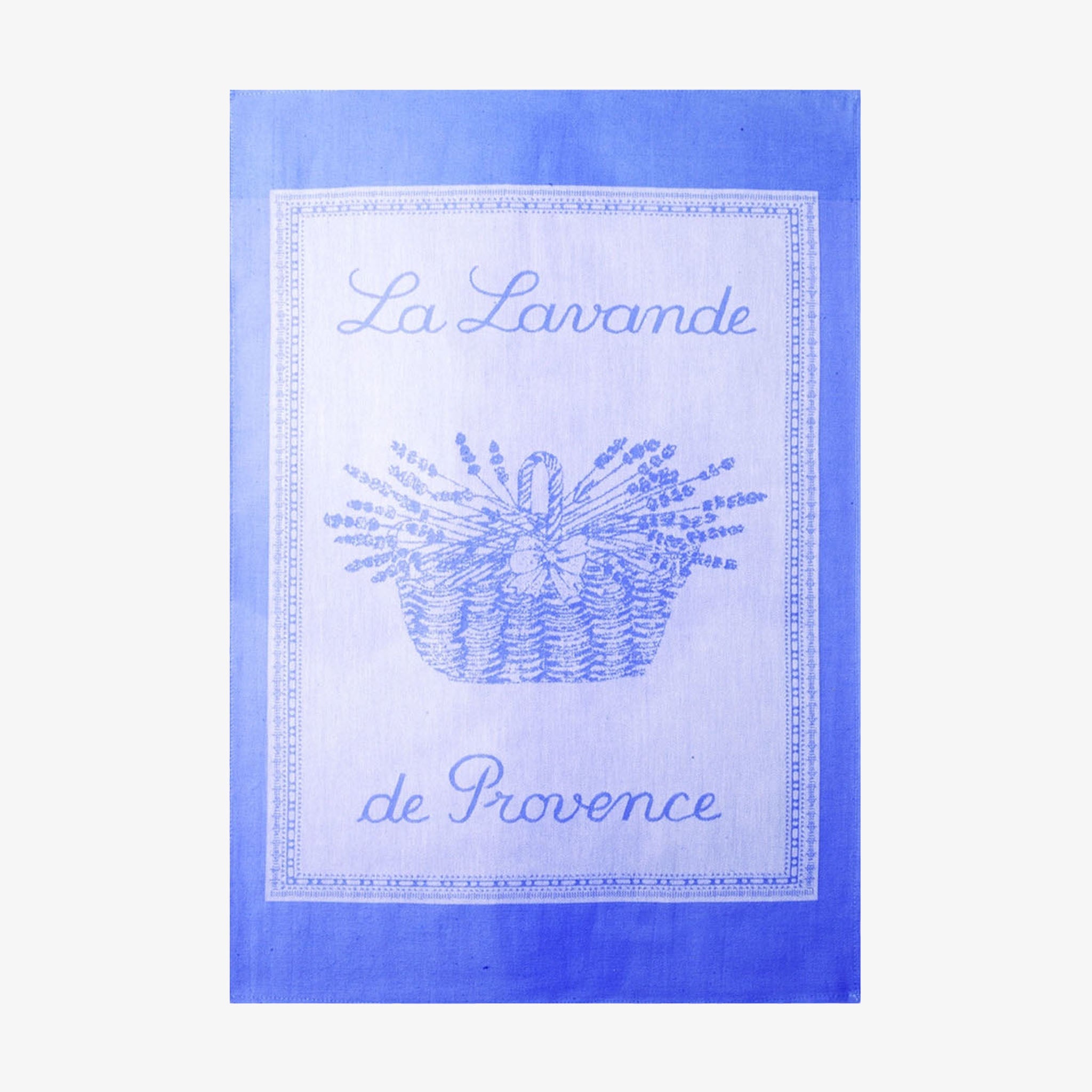 Torchon jacquard français à motif panier de lavande