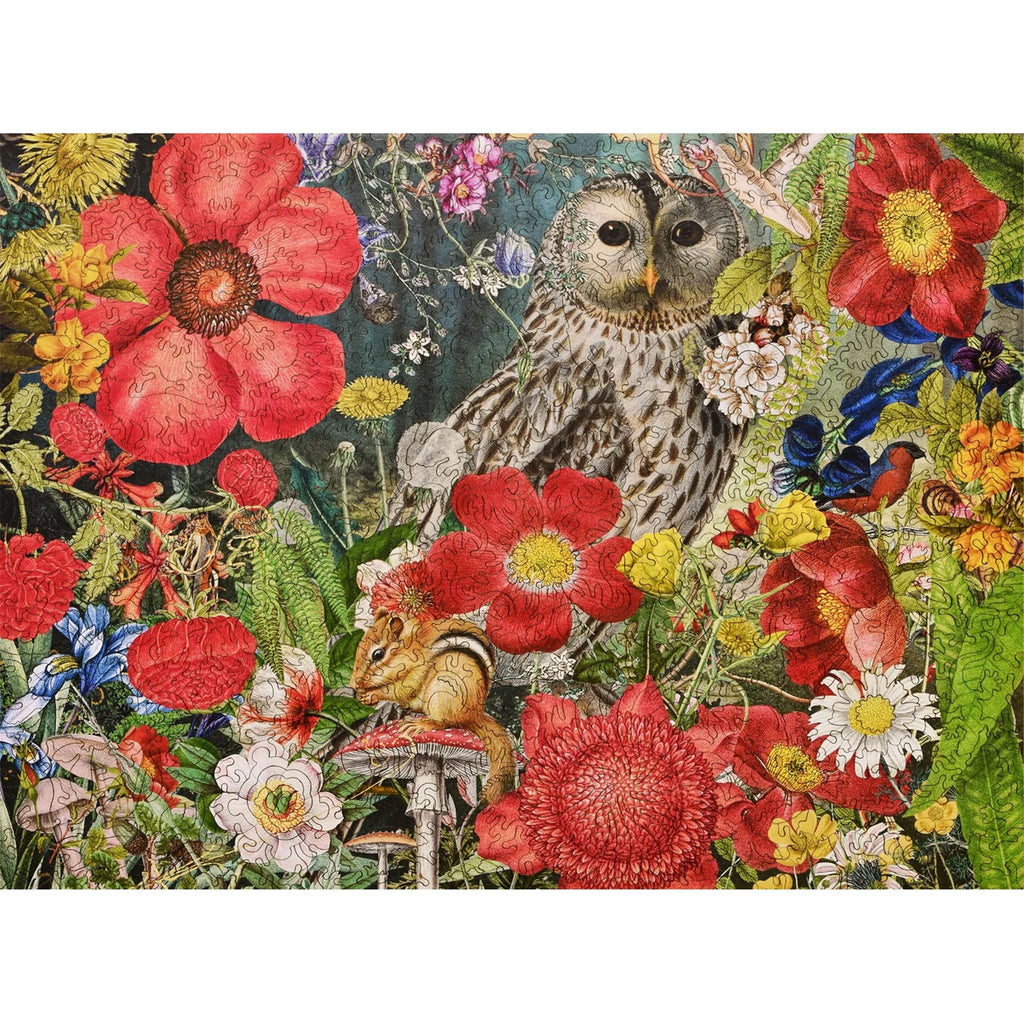 Hibou Liberty Puzzles avec fleurs des bois