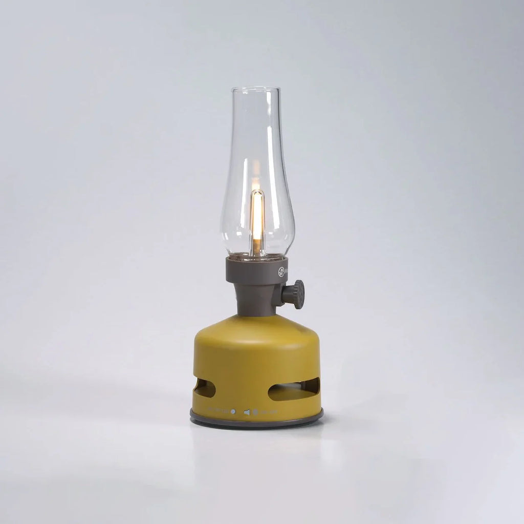 Lanterne LED lumineuse et sonore avec haut-parleur, couleur jaune moutarde