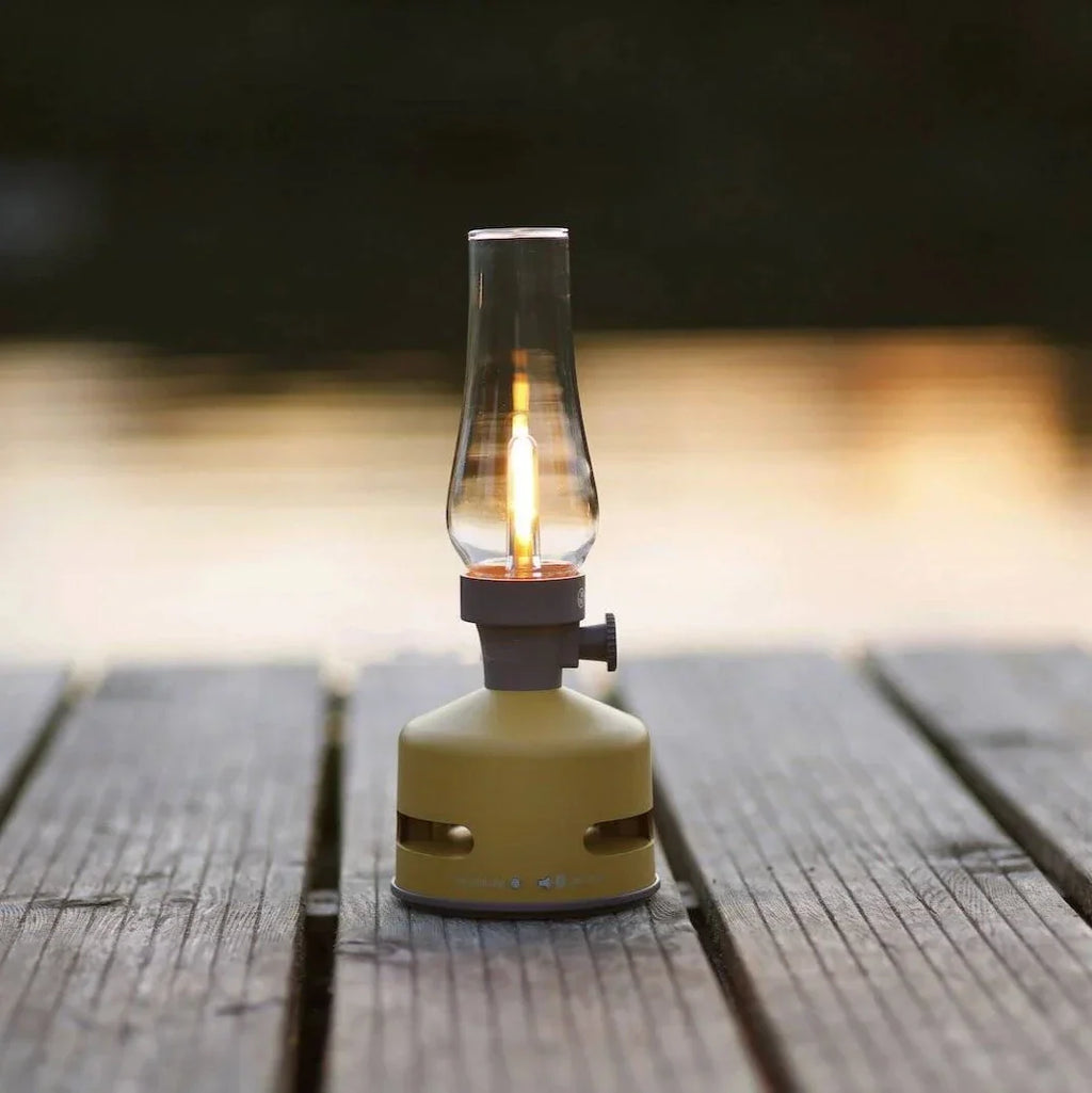 Lanterne LED lumineuse et sonore avec haut-parleur, couleur jaune moutarde