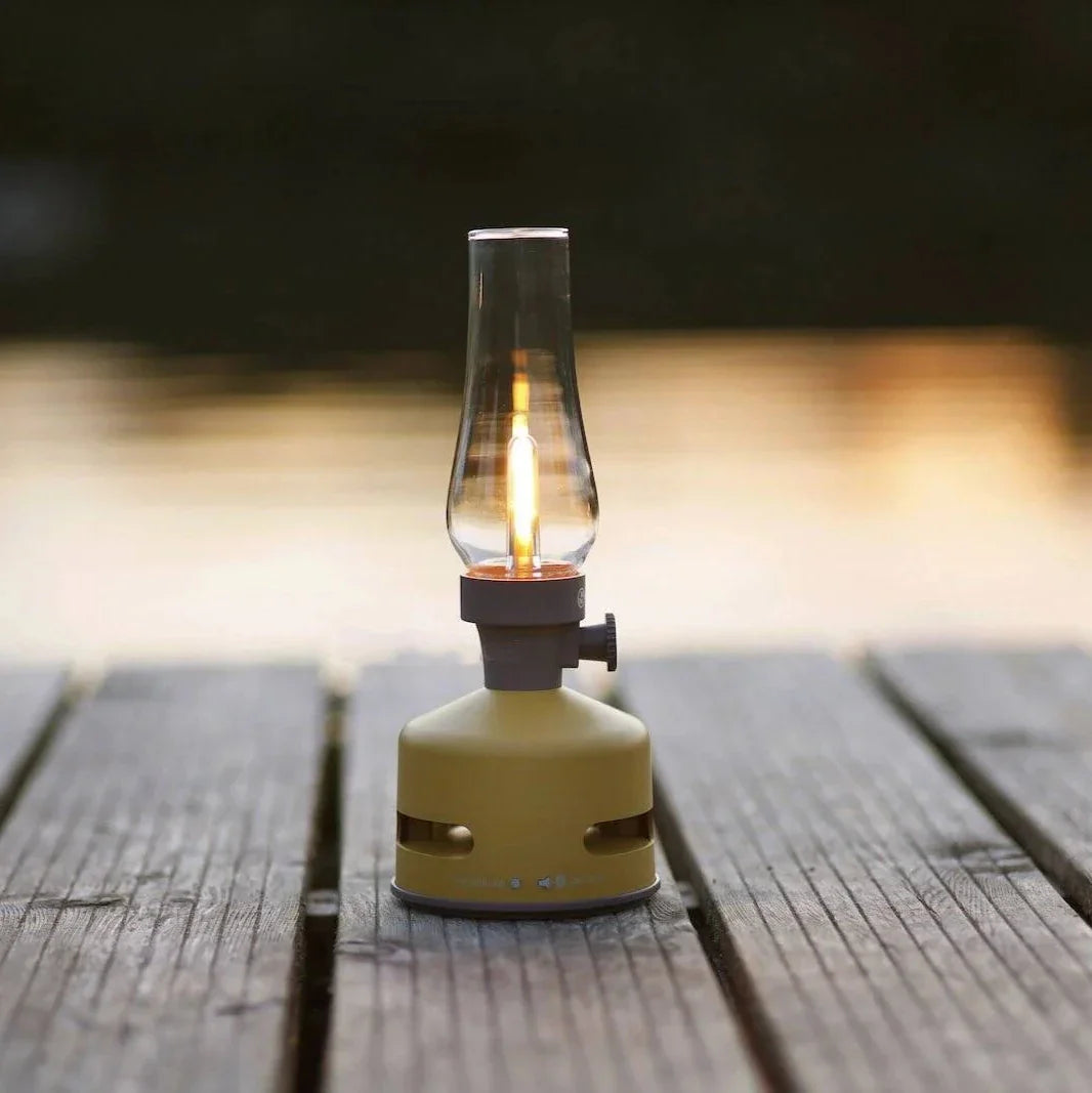 Lanterne LED lumineuse et sonore avec haut-parleur, couleur jaune moutarde