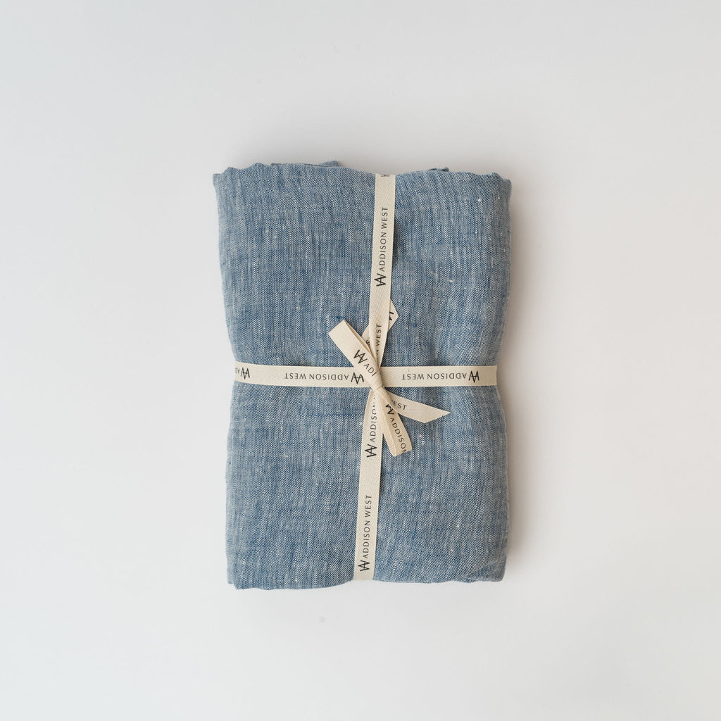 Nappe en lin - Bleu chiné