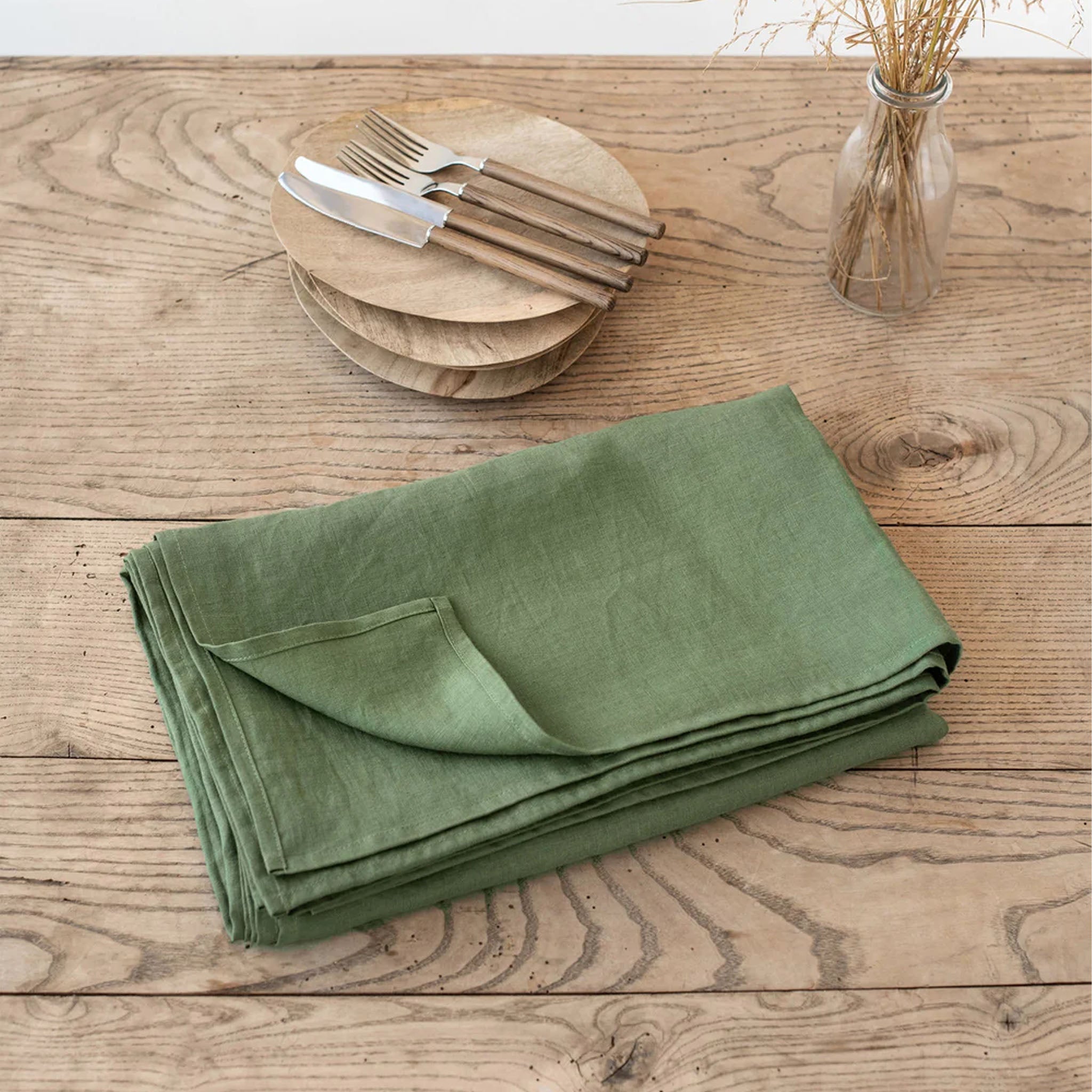 Nappe en lin vert forêt