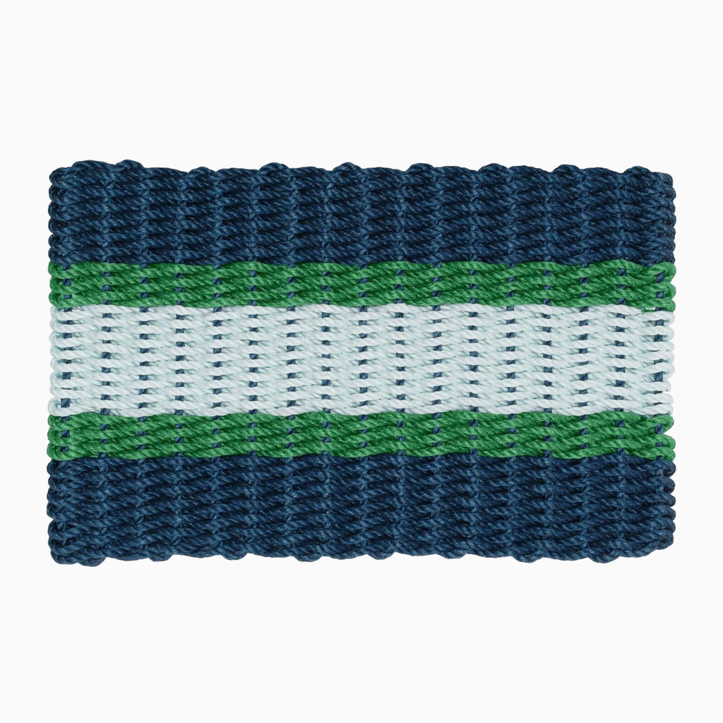Tapis d'extérieur en corde de homard, bleu marine, vert et écume de mer