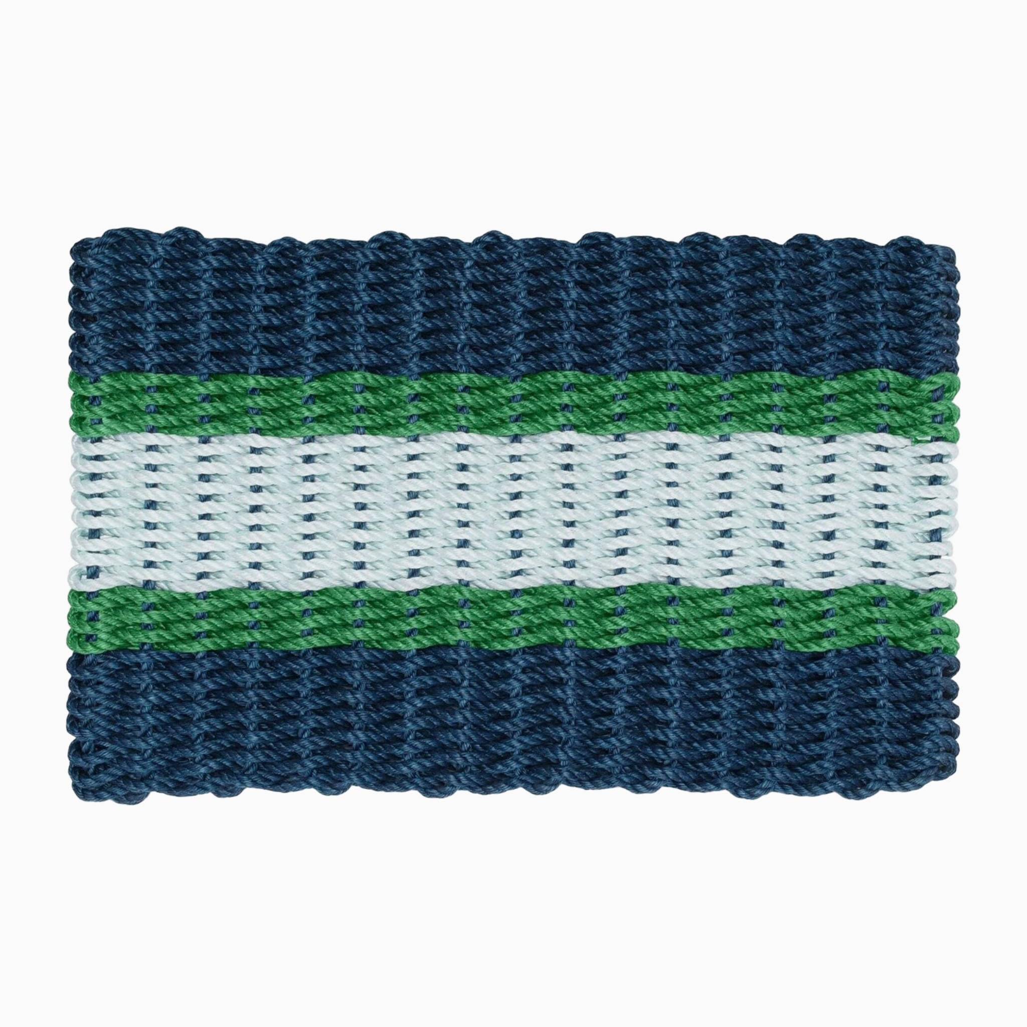 Tapis d'extérieur en corde de homard, bleu marine, vert et écume de mer