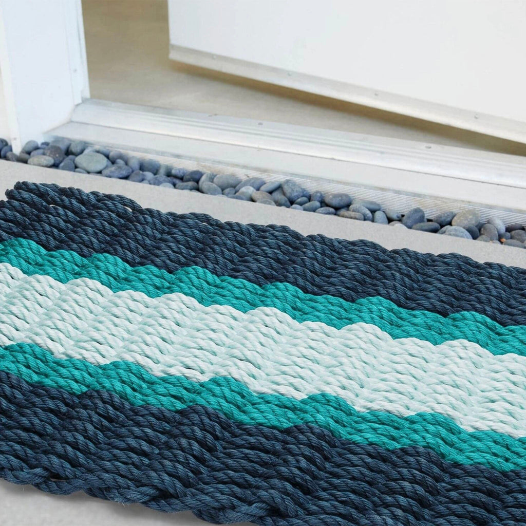 Tapis d'extérieur Lobster Rope, coloris marine, turquoise et vert d'eau