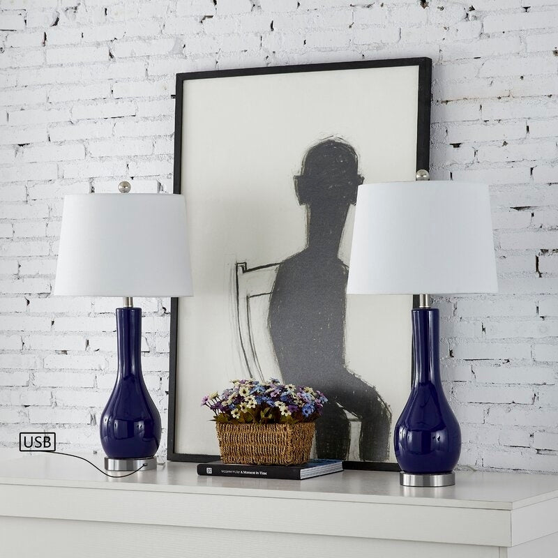 Ensemble de 2 lampes de table en céramique 28,5 avec port USB