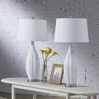 Ensemble de 2 lampes de table standard en porcelaine blanche (31)