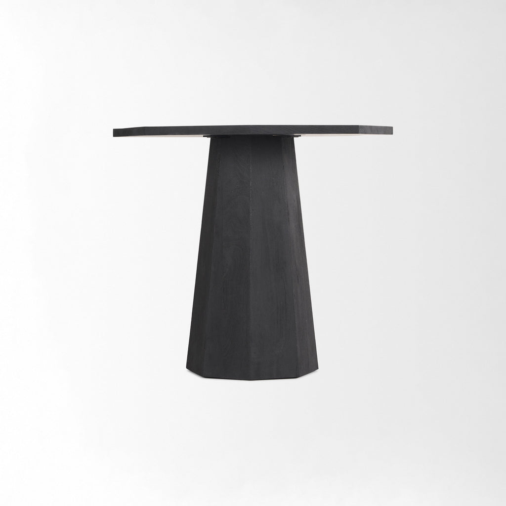 Table d'entrée hexagonale géométrique en finition délavée foncée