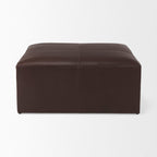 Pouf Milo en cuir marron foncé 
