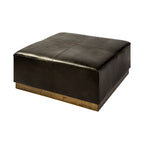 Pouf Milo en cuir noir foncé 