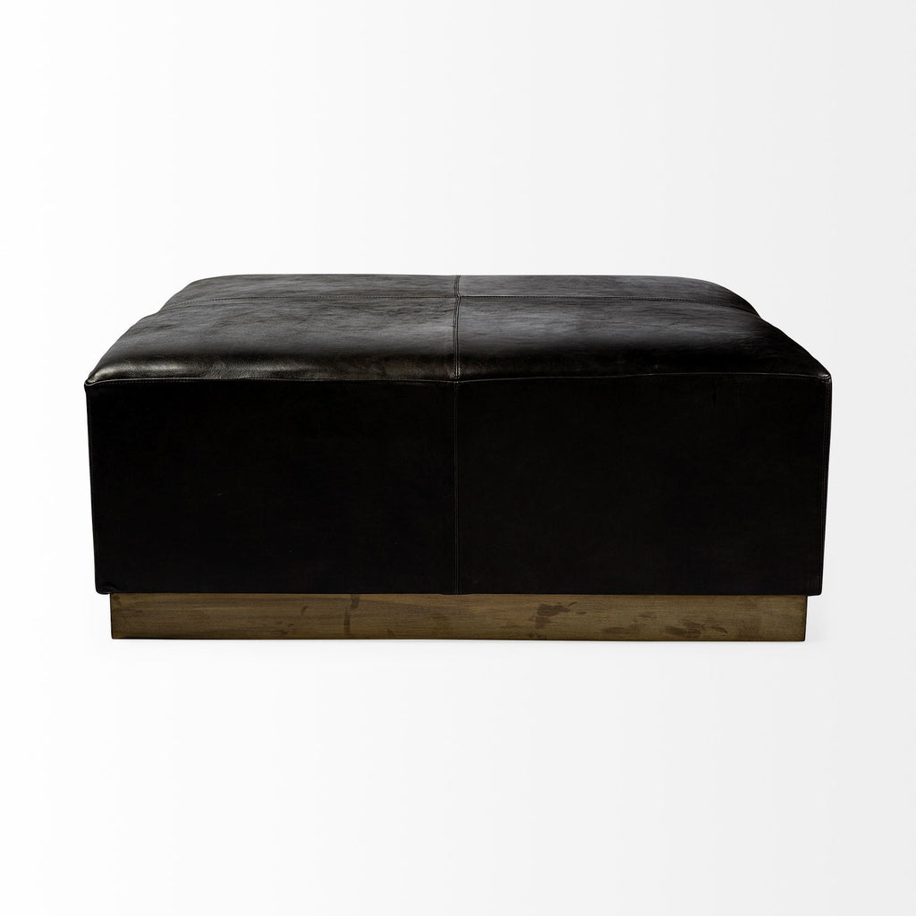 Pouf Milo en cuir noir foncé 