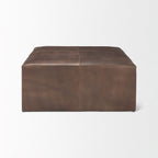 Pouf Milo en cuir marron moyen 