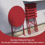 Ensemble bistro pliable en métal 3 pièces, résistant aux intempéries, idéal pour l'intérieur et l'extérieur, avec terrasse, jardin ou cour.