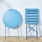 Ensemble bistro pliable en métal 3 pièces, résistant aux intempéries, idéal pour l'intérieur et l'extérieur, avec terrasse, jardin ou cour.