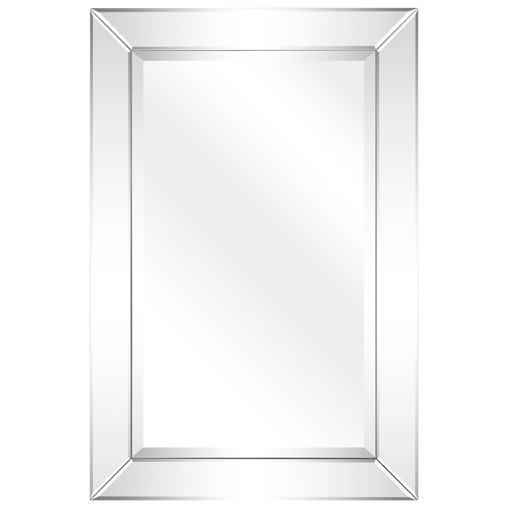 Miroir mural rectangulaire biseauté transparent HD pour salle de bain, coiffeuse, chambre, 3 tailles