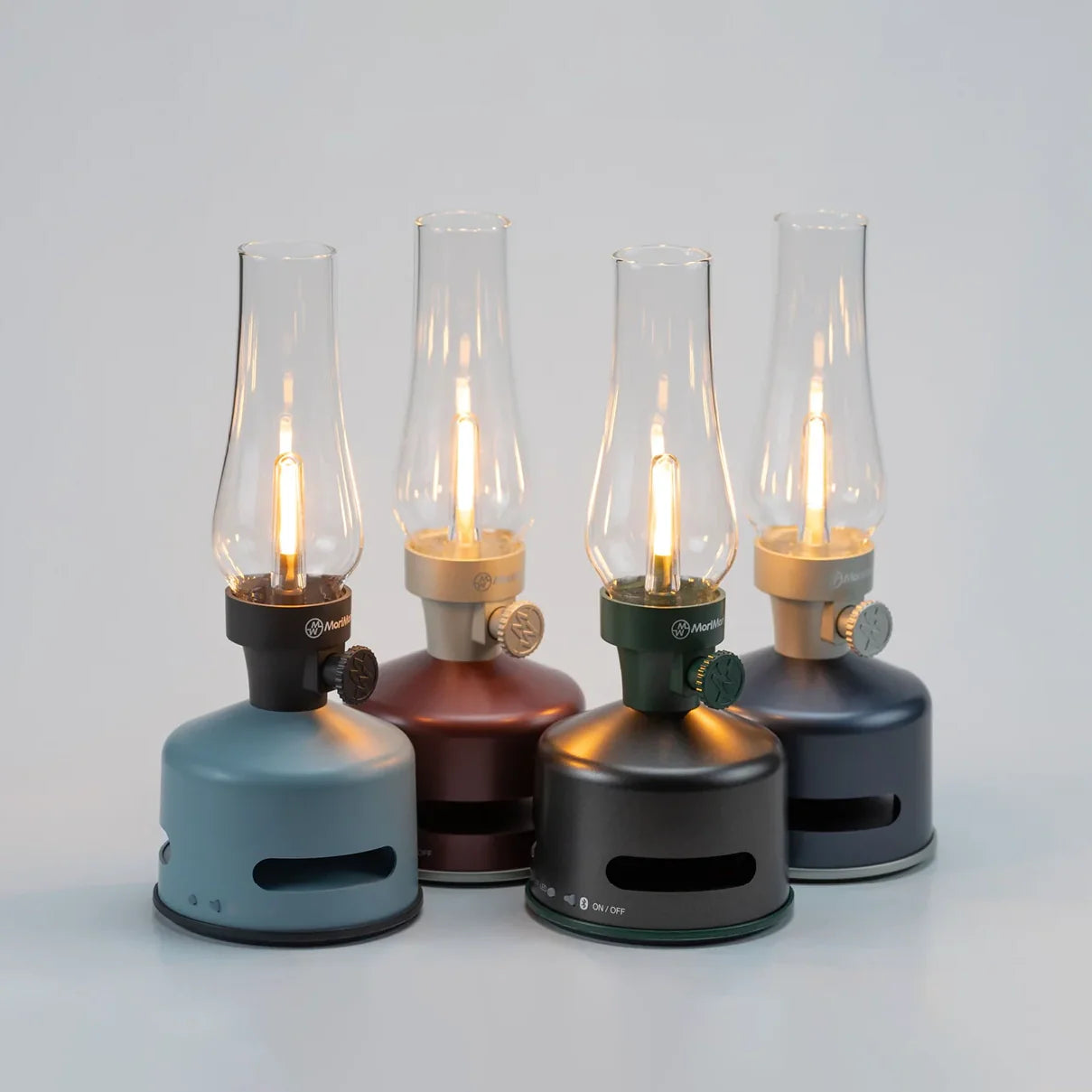 Lanterne LED lumineuse et sonore avec haut-parleur bleu ciel