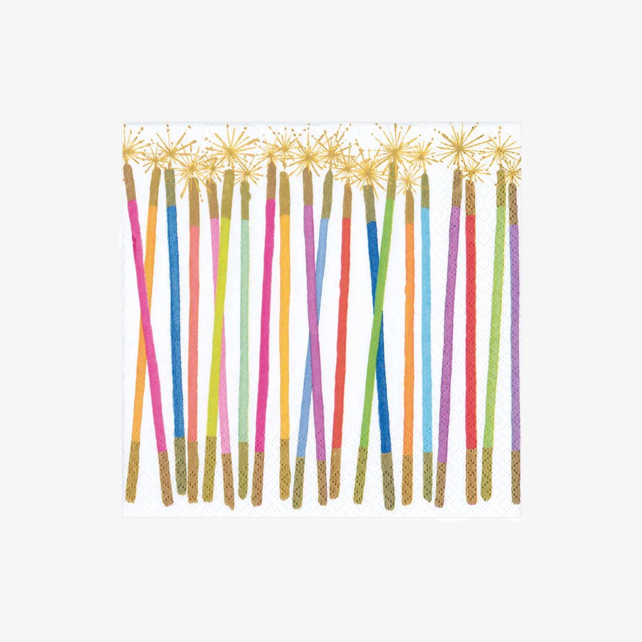 Bougies multicolores, serviettes de table