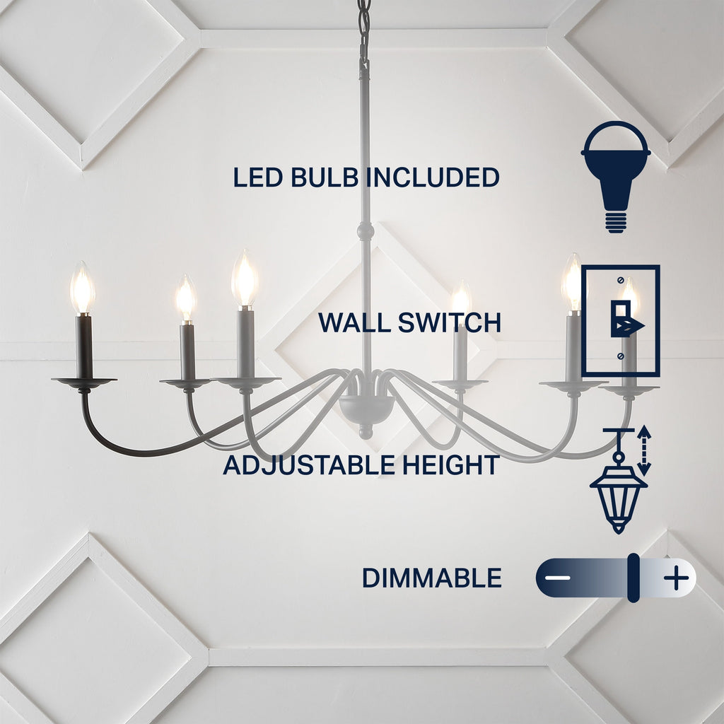 Lustre LED en fer à 6 lumières de 34,75 pouces, par JONATHAN Y