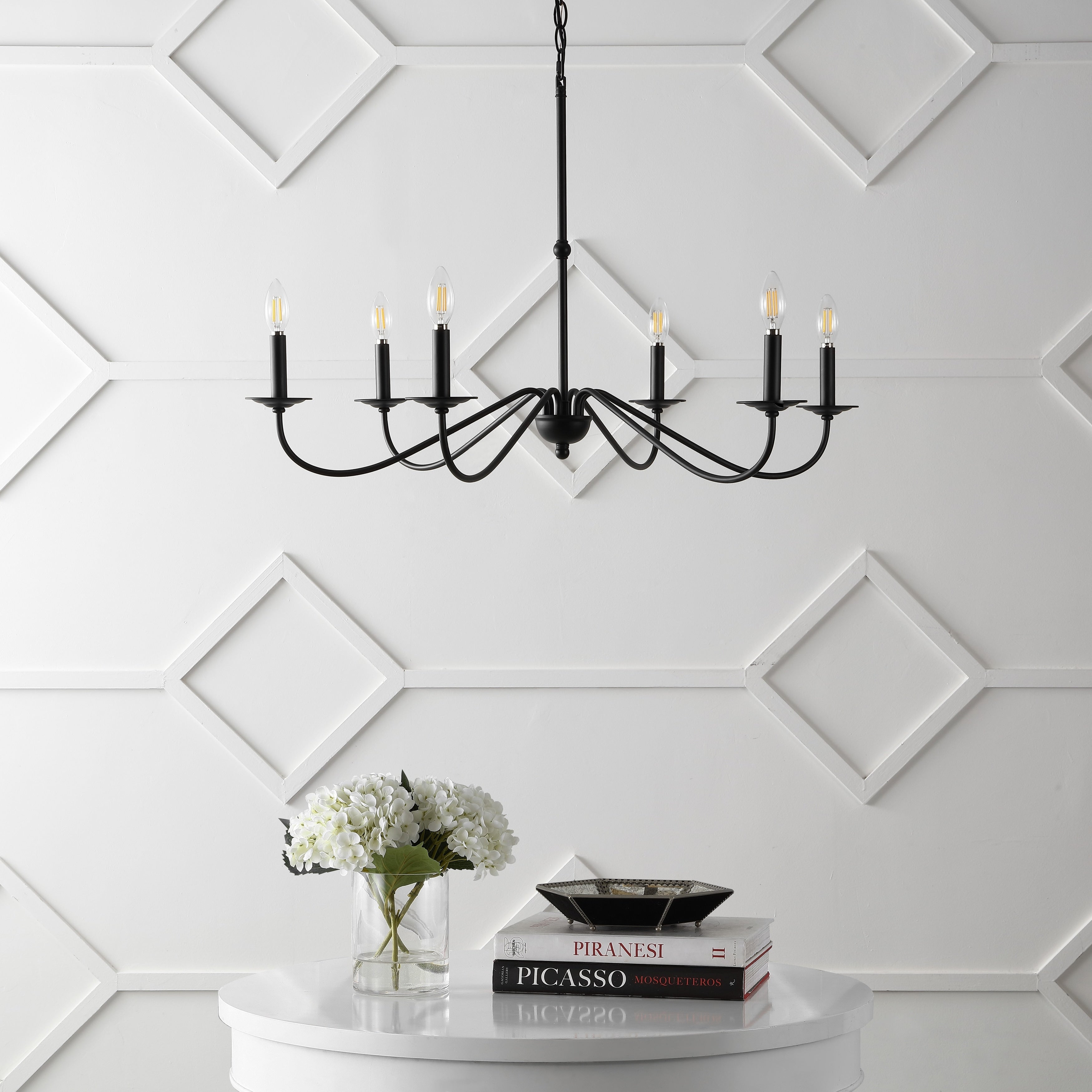 Lustre LED en fer à 6 lumières de 34,75 pouces, par JONATHAN Y