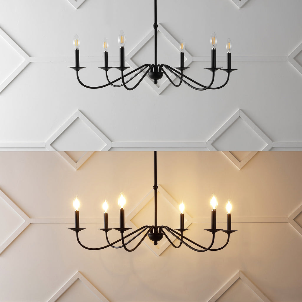 Lustre LED en fer à 6 lumières de 34,75 pouces, par JONATHAN Y