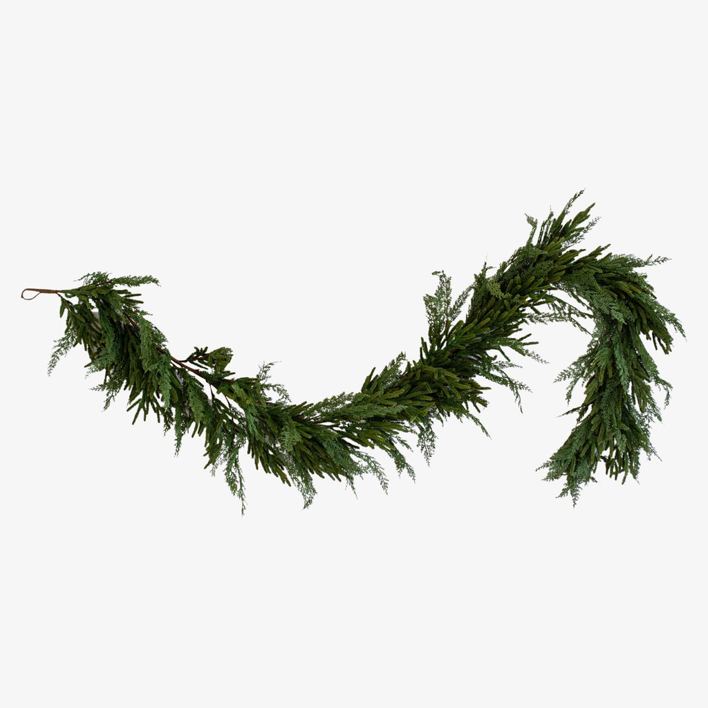 Guirlande artificielle Norfolk et Cyprès au toucher réaliste, 2,74 m