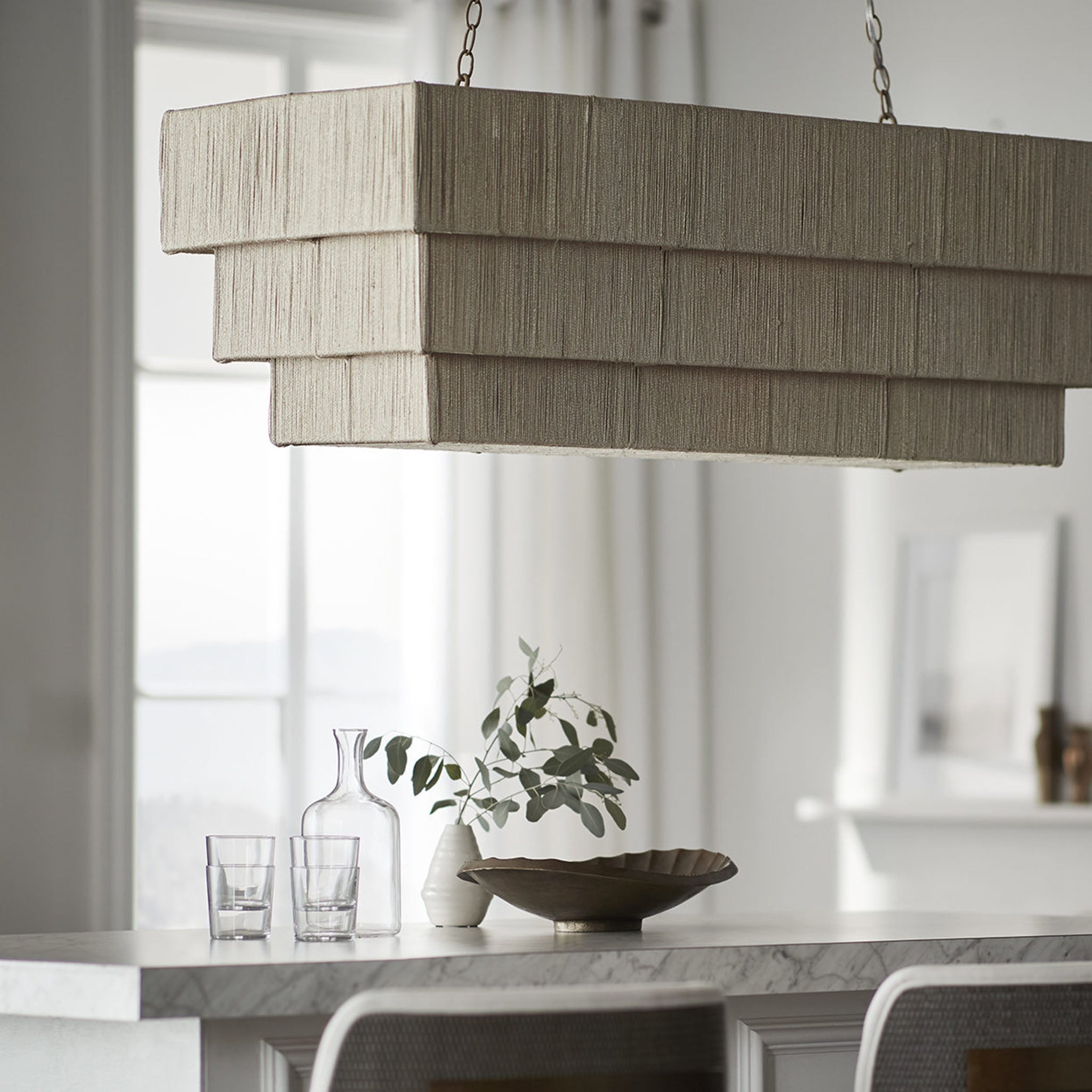 Lustre rectangulaire Palecek Everly en naturel