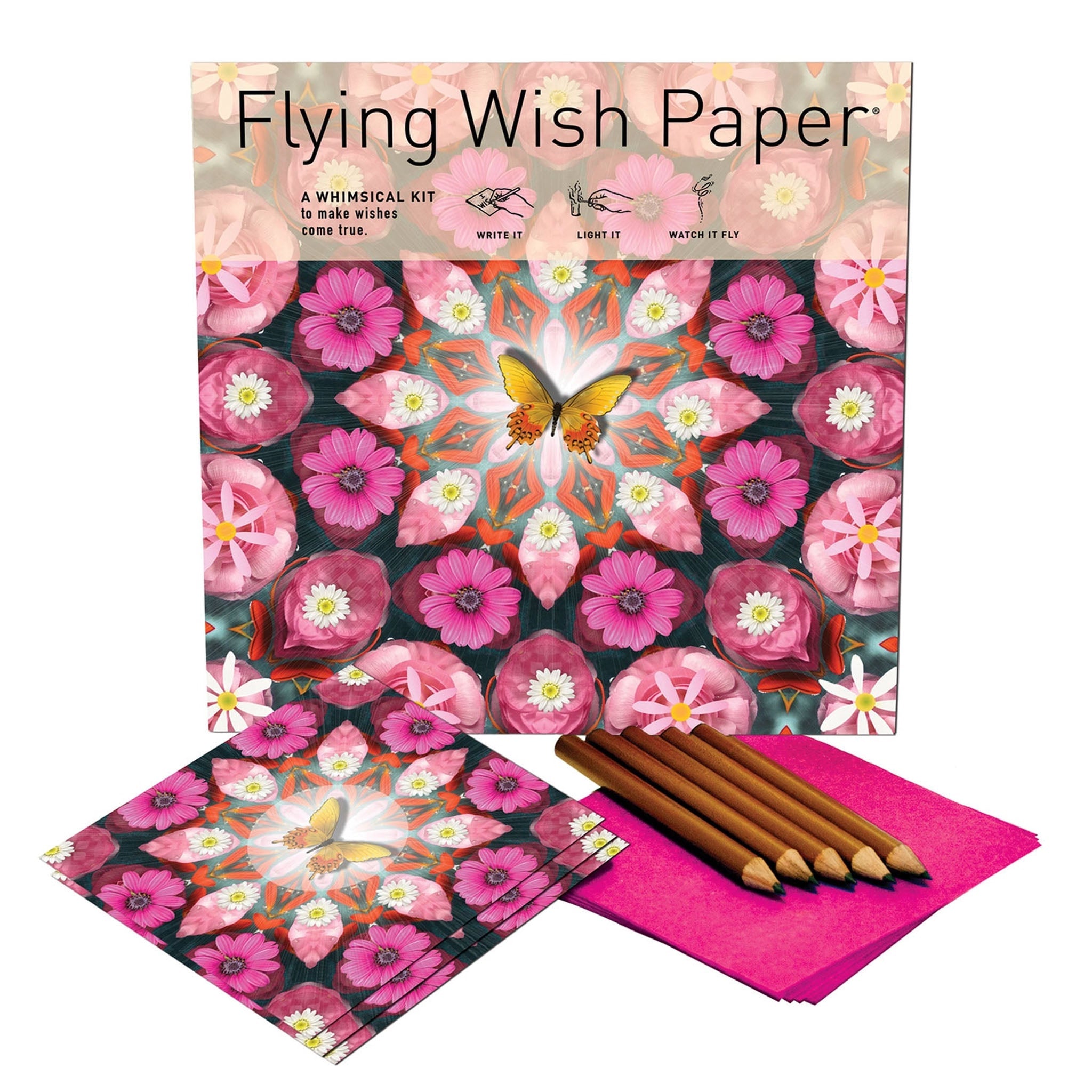 Kit de grand papillon rose en papier à souhaits volant