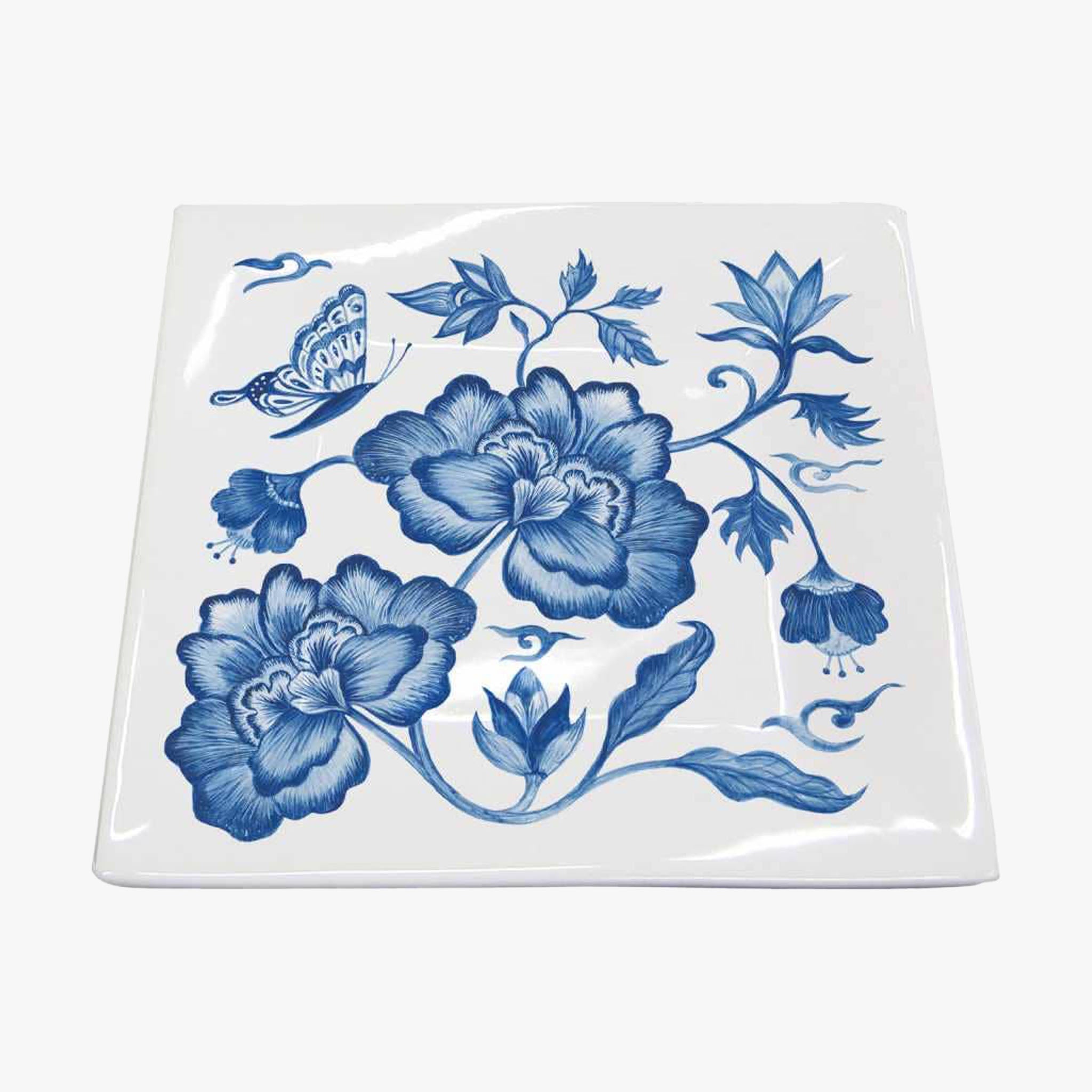 Plateau bleu floral