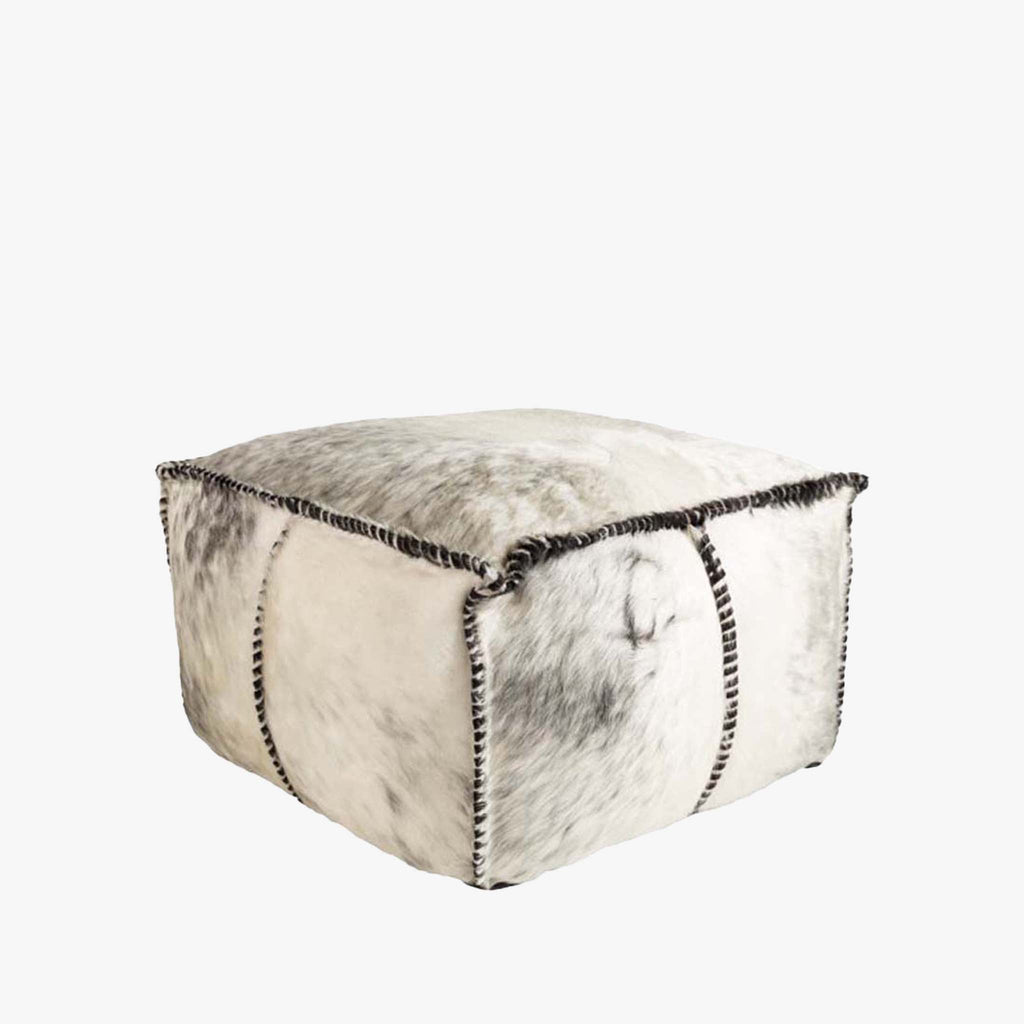 Pouf en cuir de vache Ranger
