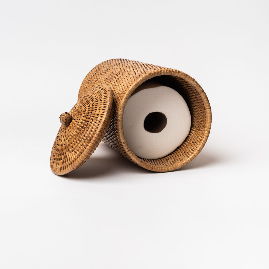 Porte-papier toilette en rotin 