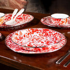 Marmite en émail à tourbillon rouge de 6 pintes