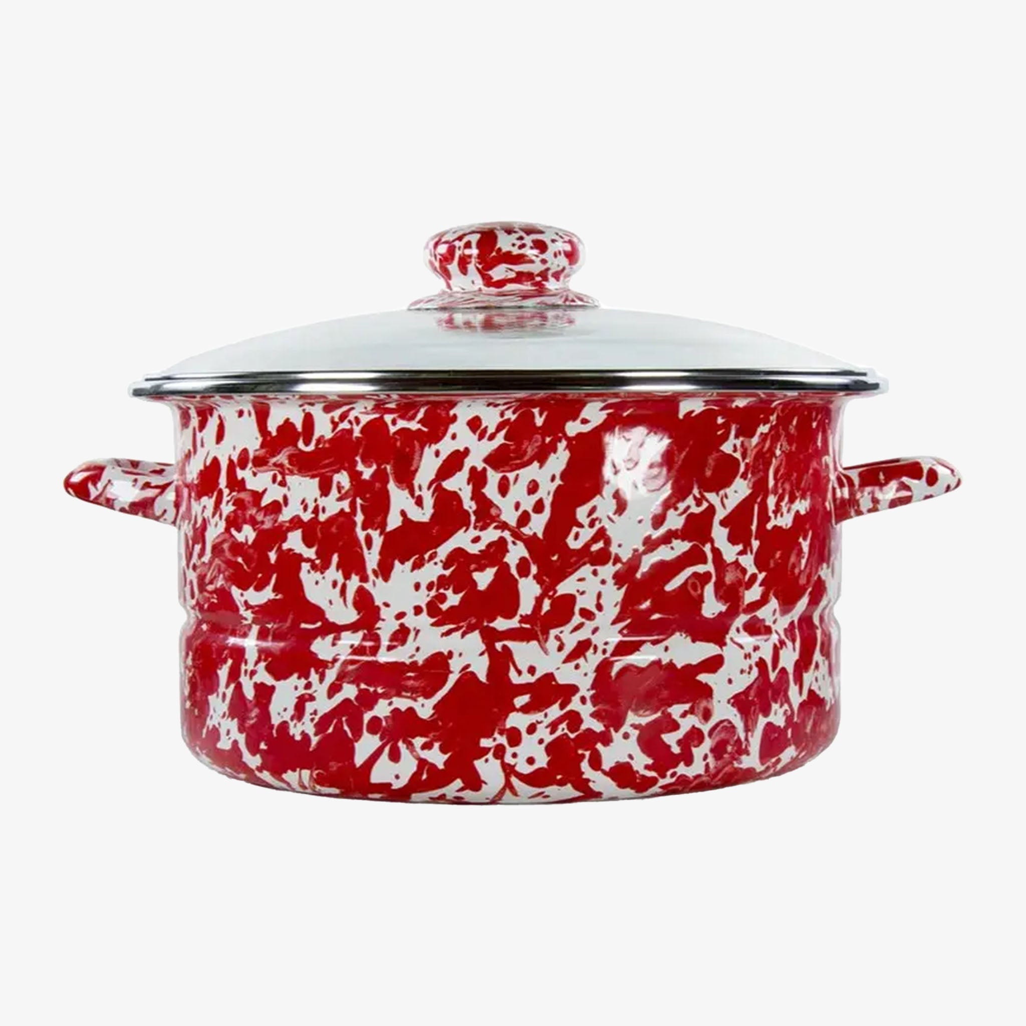 Marmite en émail à tourbillon rouge de 6 pintes