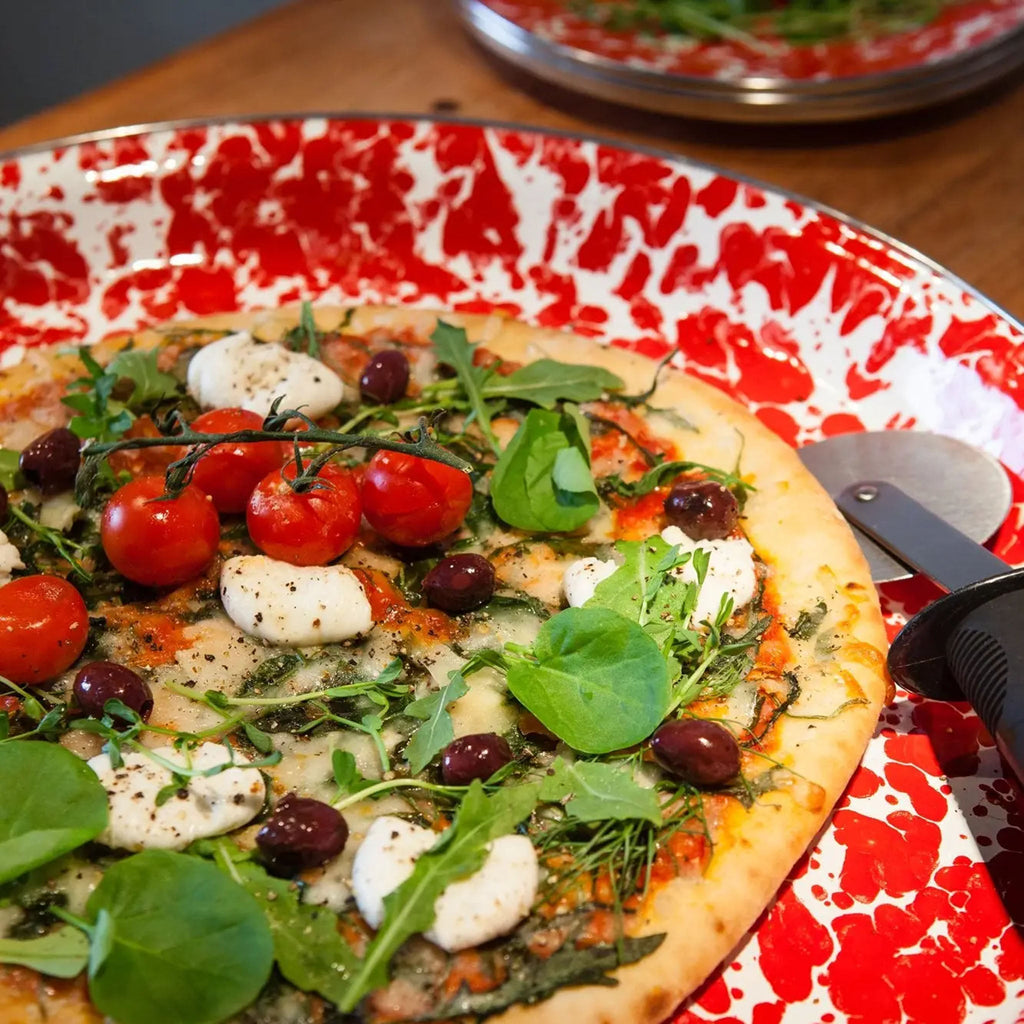 Marmite en émail à tourbillon rouge de 6 pintes