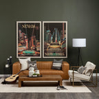 Canapé trois places Remington en cuir cognac