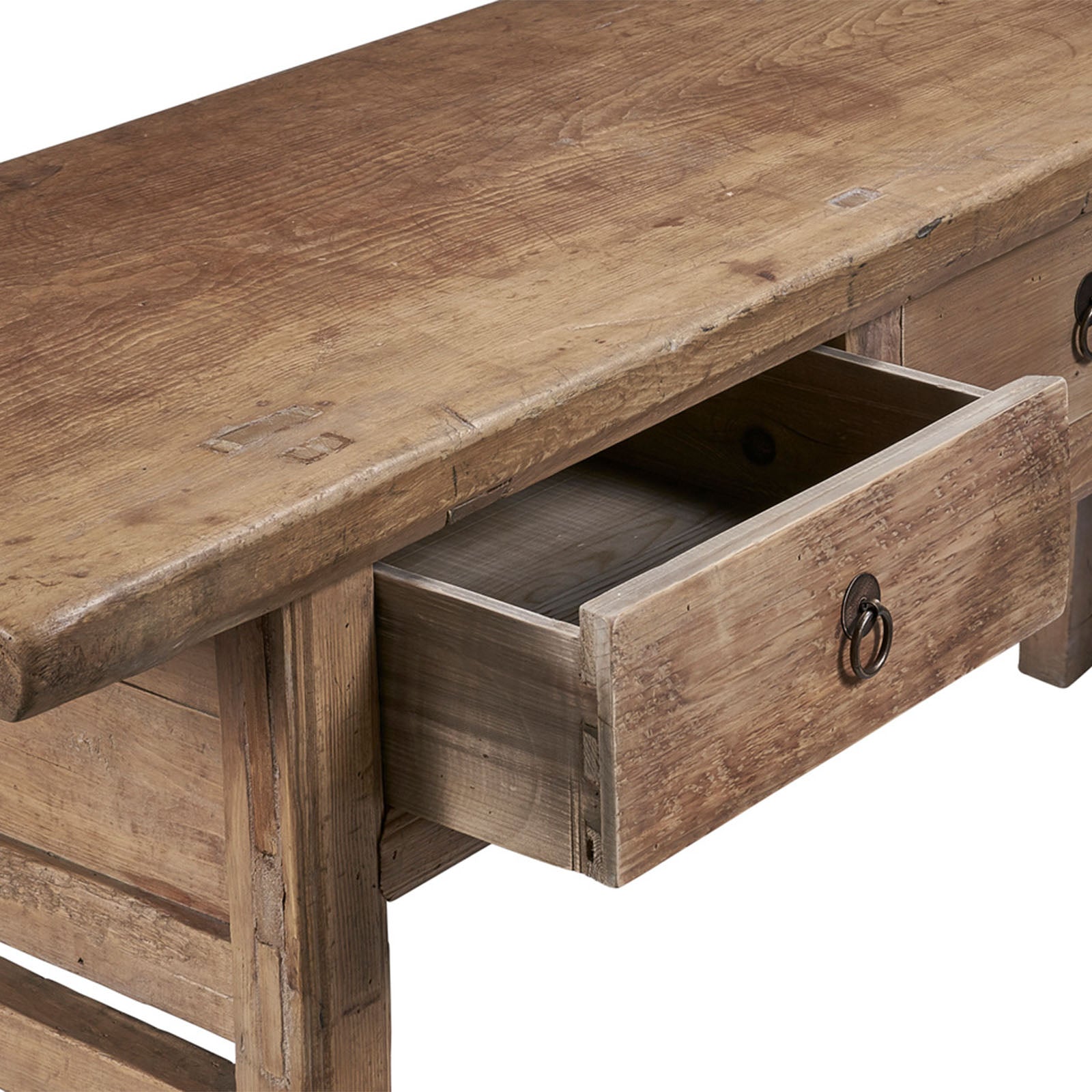 Console rustique en bois recyclé, finition délavée