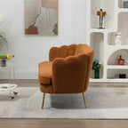 Petit canapé deux places avec pieds en métal doré - 2 places