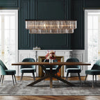 Lustre moderne contemporain en cristal gris fumé et noir à deux niveaux, suspension linéaire pour îlot de cuisine ou salle à manger, 119 cm (47 po).